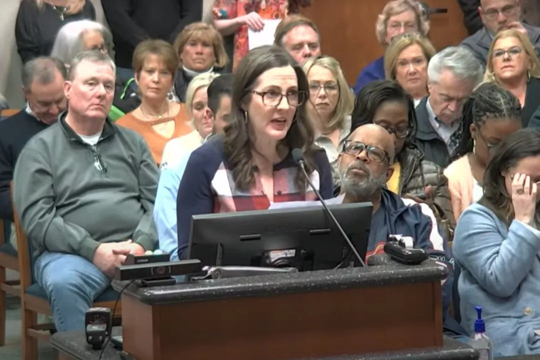 Britney Bouldin speaks in favor of removing fluoride from the water system in Union County, North Carolina, on Feb. 5, 2024. (Screenshot courtesy of Union County)