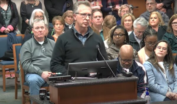 Mark Pittman speaks in favor of removing fluoride from the Union County, North Carolina water system on Feb. 5, 2024. (Courtesy of screenshot from the meeting)