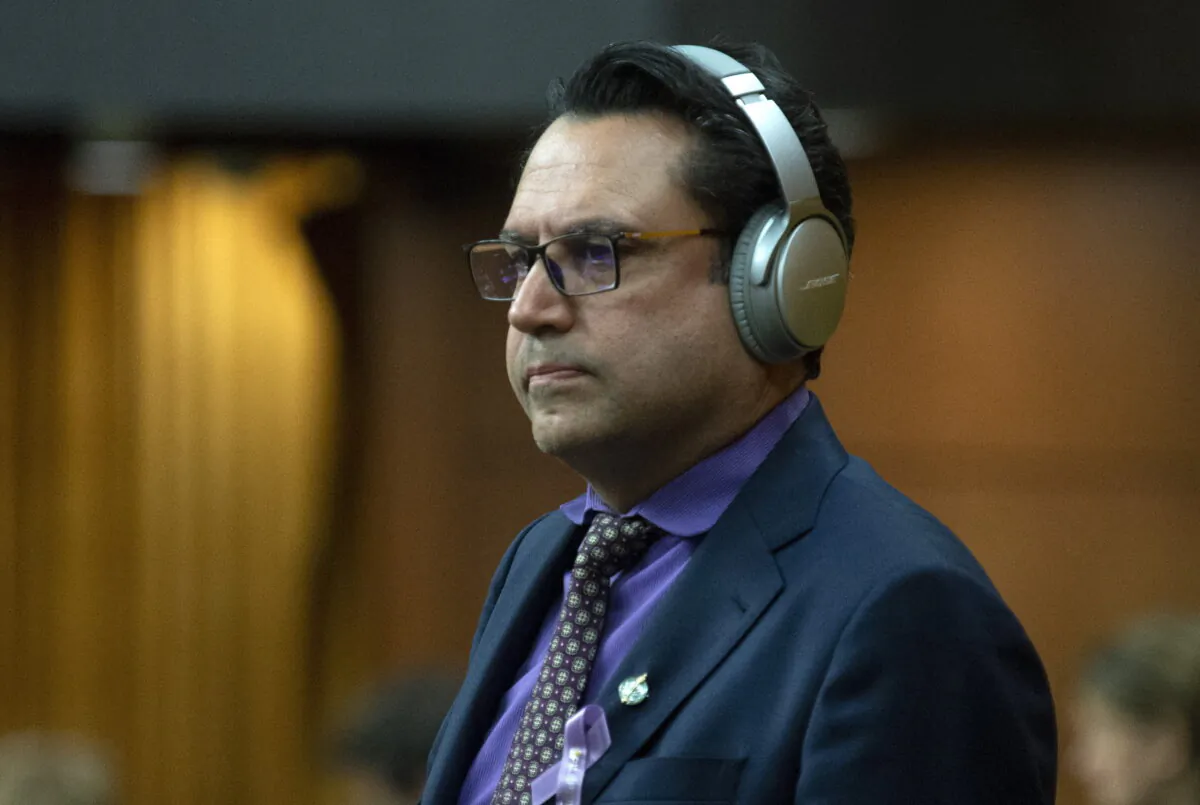 Liberal MP Majid Jowhari rises to vote during a marathon voting session in the House of Commons Thursday, March 21, 2019 in Ottawa. THE CANADIAN PRESS/Adrian Wyld