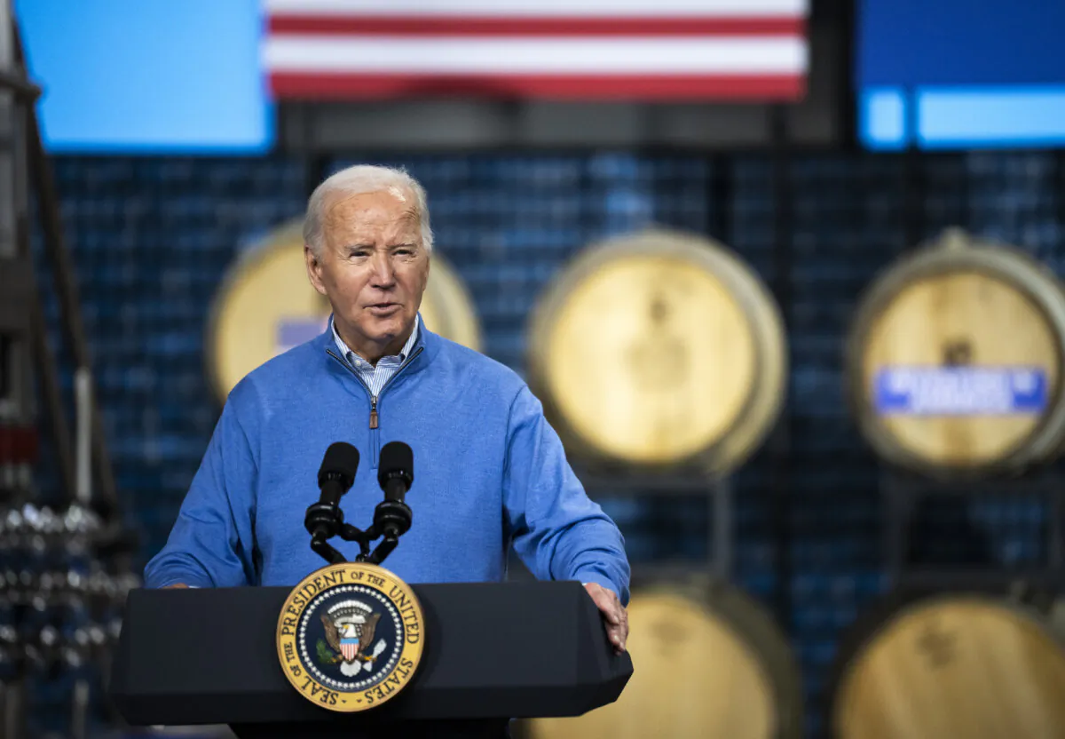 Americans’ main concern today isn't internet speed, as Preisdent Joe Biden seems to think, but their inability to afford necessities such as food and housing. Pictured: President Biden speaks about his economic agenda and recent infrastructure funding in Superior, Wis., on Jan. 24, 2024. (Stephen Maturen/Getty Images)