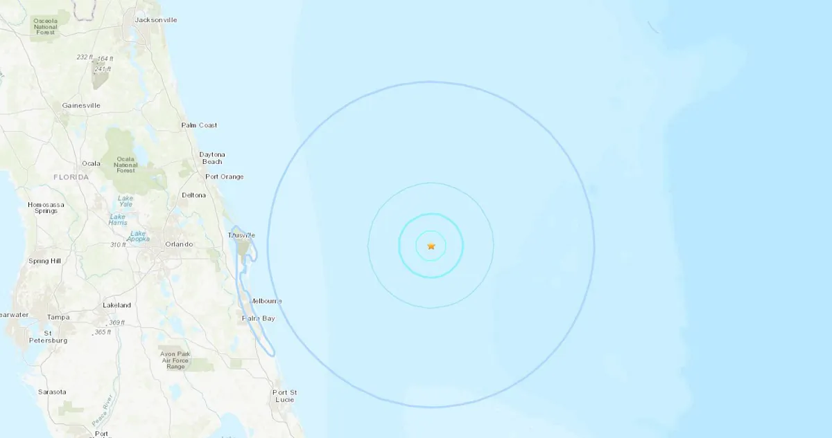 A 4.0 magnitude earthquake off the coast Fla. on Feb. 8, 2024. (USGS)