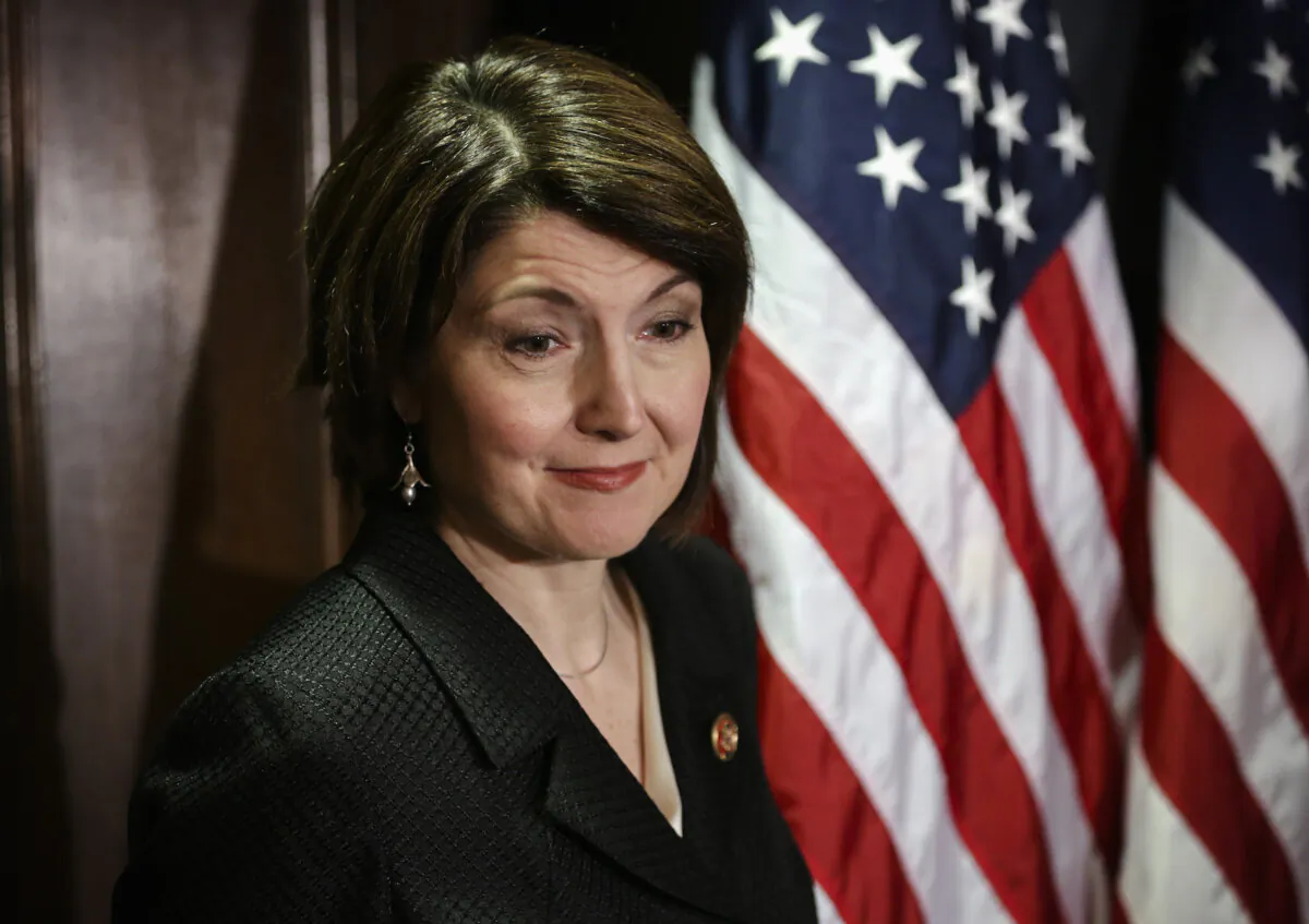 Rep. Cathy McMorris Rodgers (R-Wash.) listens during a media briefing in Washington on March 5, 2014. (Alex Wong/Getty Images)