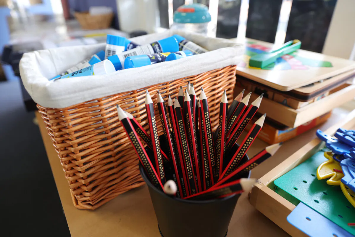 Classroom stationary is seen at Toorak College in Melbourne, Australia on Jan. 31, 2022. (AAP Image/Con Chronis)