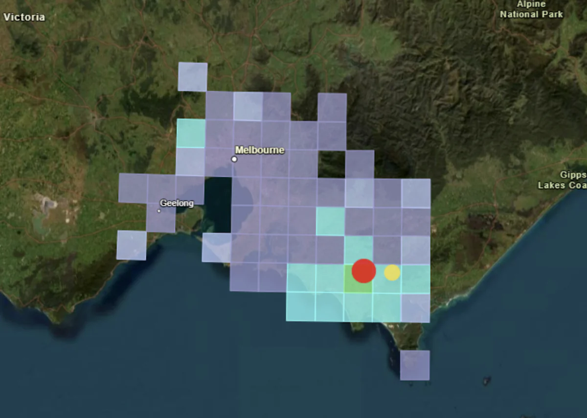 Thousands of Victorians have been woken by an early morning earthquake that shook large parts of the state including the town of Leongatha near Gippsland in Victoria, Australia on Feb. 9, 2024. (Geosciences Australia)