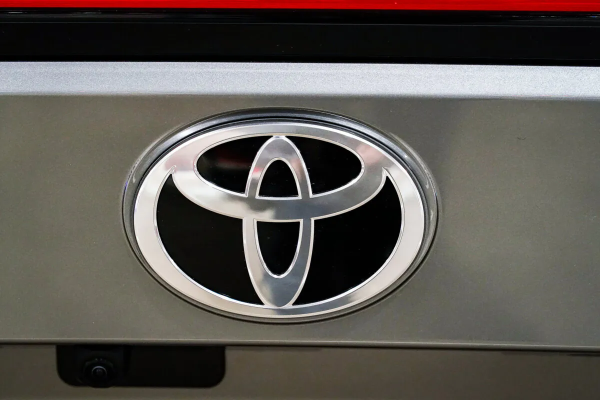 A Toyota logo at the Philadelphia Auto Show in Philadelphia on Jan. 27, 2023. (Matt Rourke/AP Photo)