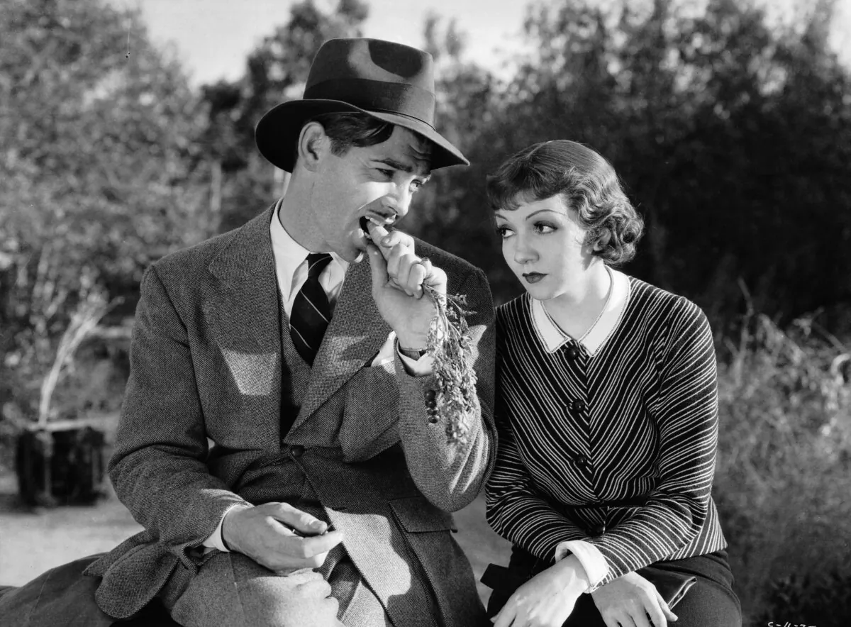 Peter Warne (Clark Gable) and Ellie Andrews (Claudette Colbert), in "It Happened One Night." (Columbia Pictures)