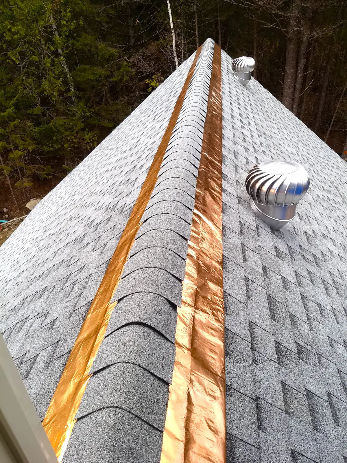 I applied these copper strips on my daughter’s new home five years ago. Invisible atoms of copper wash down onto the shingles each time it rains. This can add 40 or more years worth of service life to the roof. (Tim Carter/Tribune Content Agency)