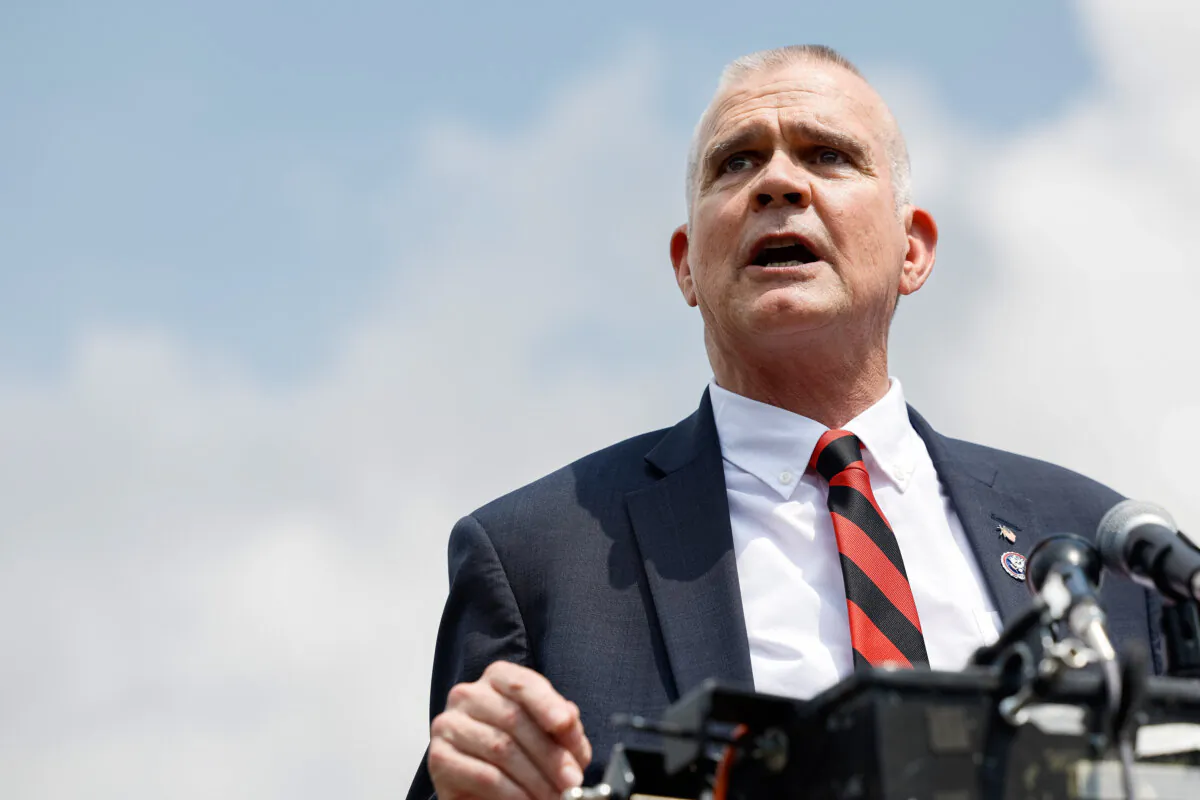 Matt Rosendale speaks at a news conference outside the Capitol, on July 25, 2023. (Anna Moneymaker/Getty Images)
