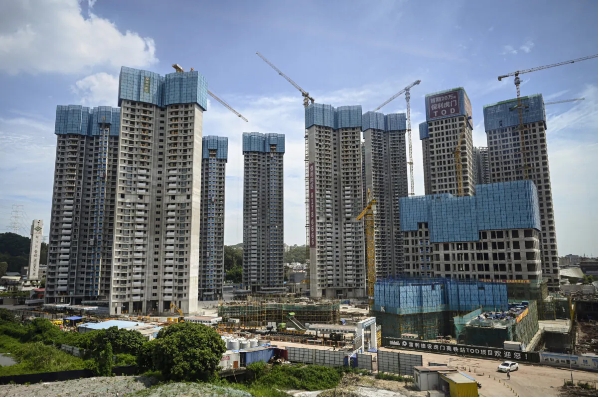 Under-construction housing complex by Chinese property developer Poly Group in Dongguan, in China's southern Guangdong province, on July 13, 2022. (Jade Gao/AFP via Getty Images)