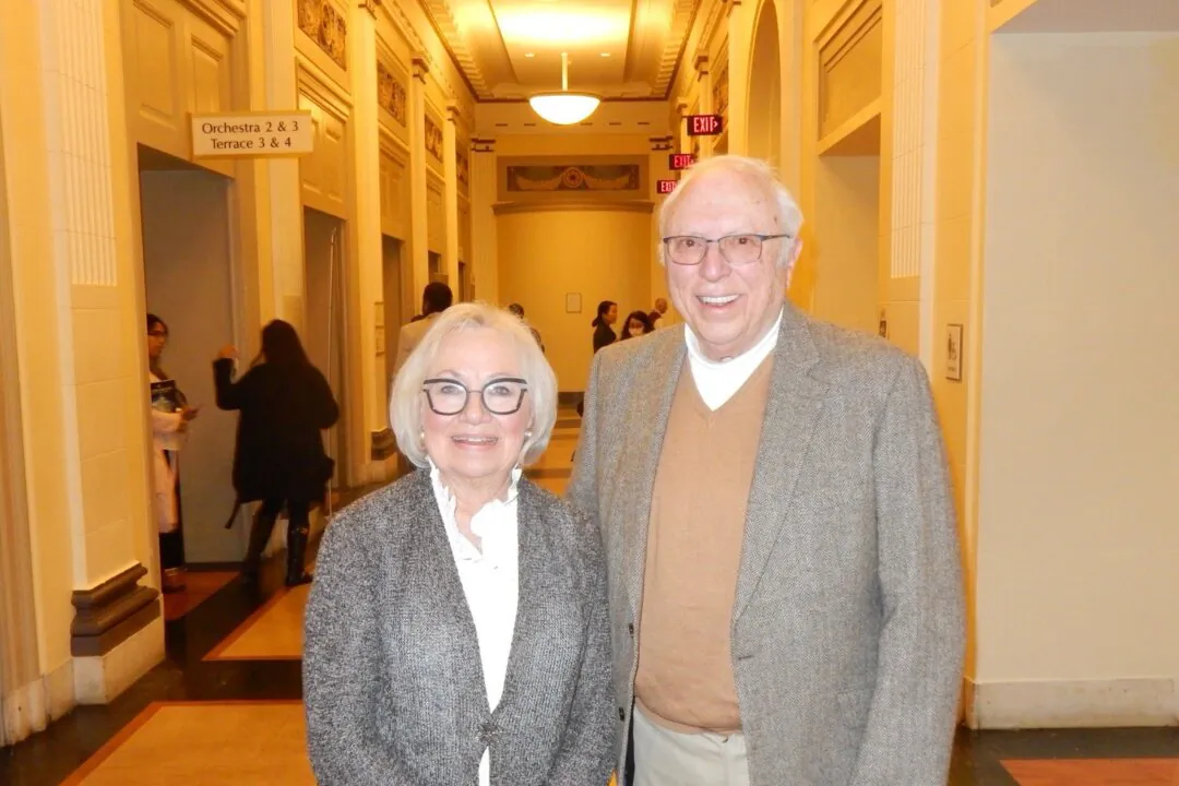 Carrie and Michael Horn enjoyed Shen Yun at the Merrill Auditorium the evening of Feb. 10 , 2024. (Weiyong Zhu/The Epoch Times)