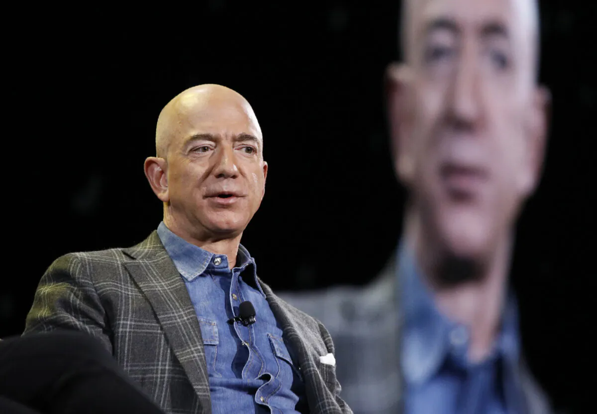 Amazon CEO Jeff Bezos speaks at the Amazon re:MARS convention in Las Vegas on June 6, 2019. (John Locher/AP Photo)