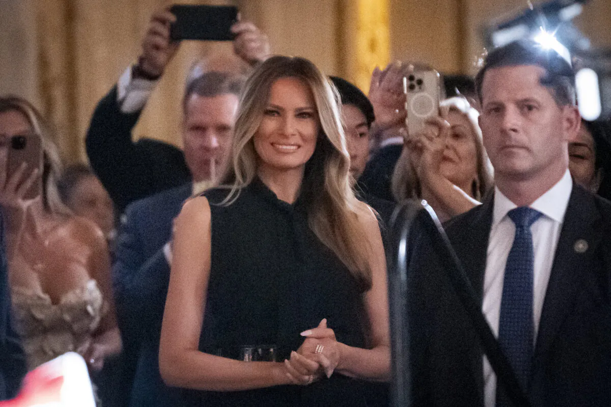 Former First Lady Melania Trump attends an event organized by Trumpettes USA at the Mar-a-Lago Club in Palm Beach, Fla., on Feb. 10, 2024. (Madalina Vasiliu/The Epoch Times)