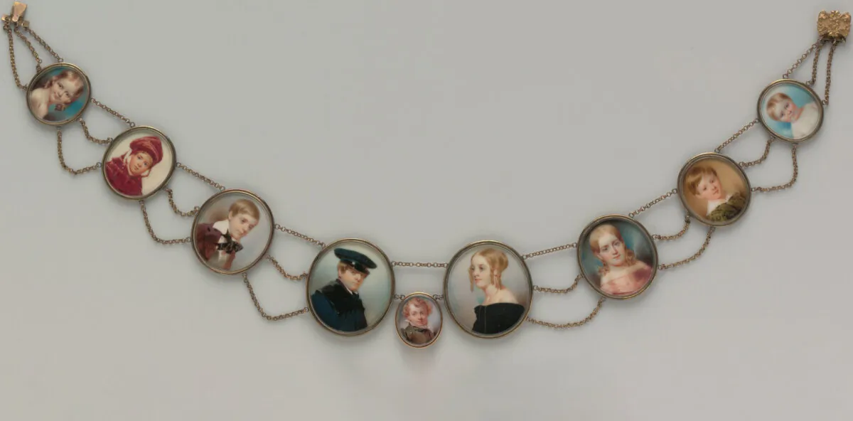 “A Mother's Pearls” by Thomas Seir Cummings, 1841. Watercolor on ivory. The Metropolitan Museum of Art, New York City. (Public Domain)