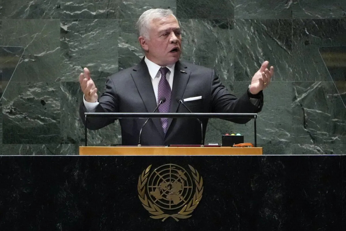 King Abdullah II of Jordan addresses the 78th session of the United Nations General Assembly, Sept. 19, 2023. (The Canadian Press/AP-Richard Drew)