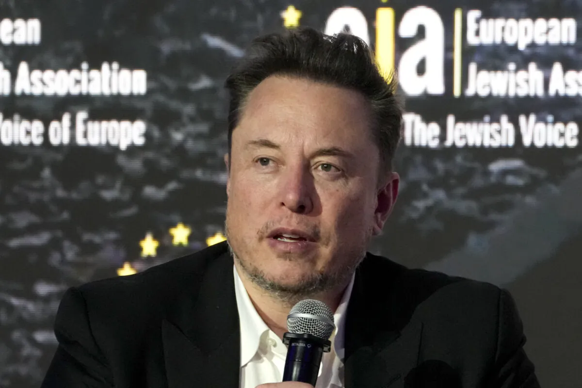 Elon Musk addresses the European Jewish Association's conference, in Krakow, Poland, on Jan. 22, 2024. (Czarek Sokolowski/AP Photo)