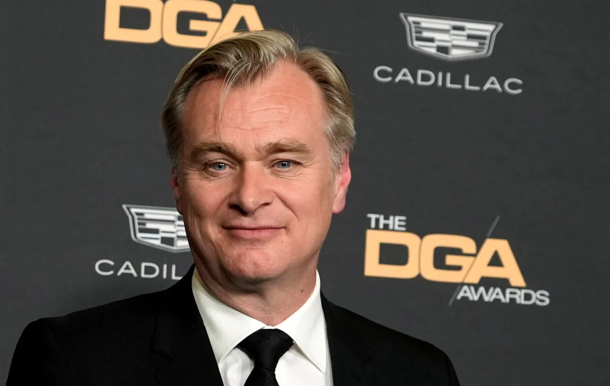 Christopher Nolan, director of the film "Oppenheimer," poses backstage after winning the DGA Award for Theatrical Feature Film at the 76th DGA Awards in Beverly Hills, Calif., on Feb. 10, 2024. (Chris Pizzello/AP Photo)