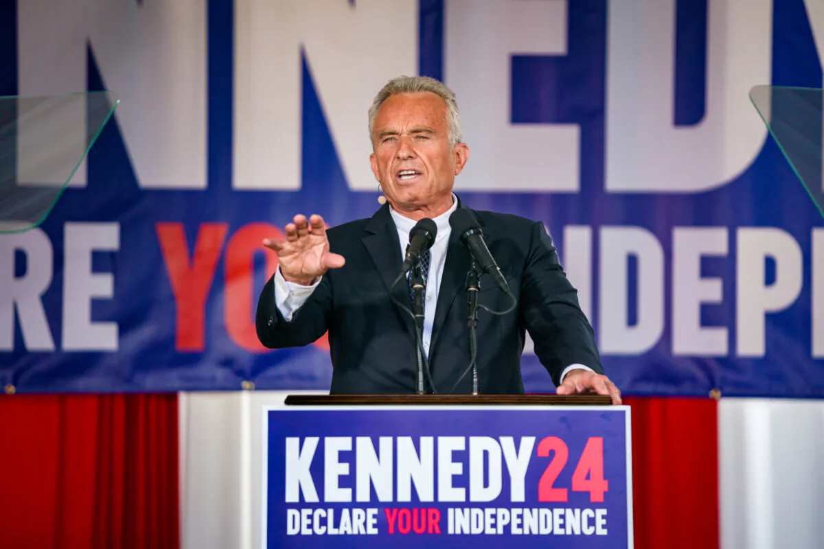 Robert F. Kennedy Jr. speaks at a campaign event in Philadelphia on Oct. 9, 2023. (Jessica Kourkounis/Getty Images)