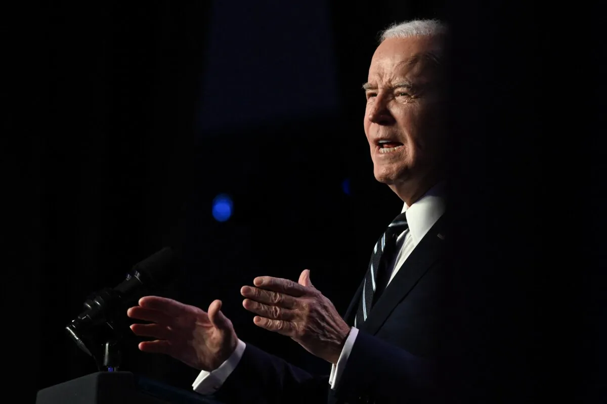 President Joe Biden speaks during the National Association of Counties Legislative Conference at the Washington Hilton in Washington on Feb. 12, 2024. (Jim Watson/AFP via Getty Images)