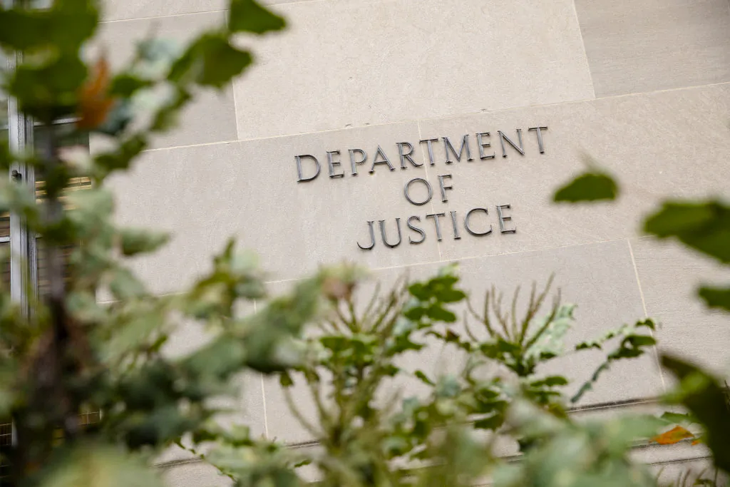 The Justice Department building on a foggy morning in Washington, on Dec. 9, 2019. (Samuel Corum/Getty Images)
