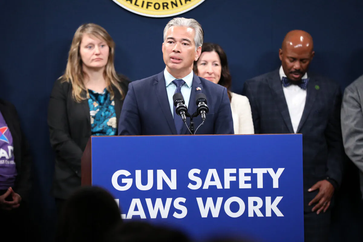 California Attorney General Rob Bonta speaks during a press conference in Sacramento, Calif., on Feb. 1, 2023. (Justin Sullivan/Getty Images)