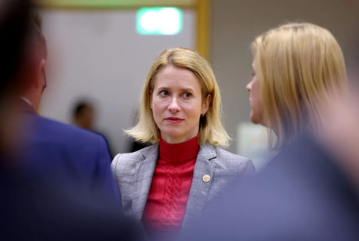 Estonia's Prime Minister Kaja Kallas attends a European Union summit in Brussels on Feb. 1, 2024. (Johanna Geron/Reuters)
