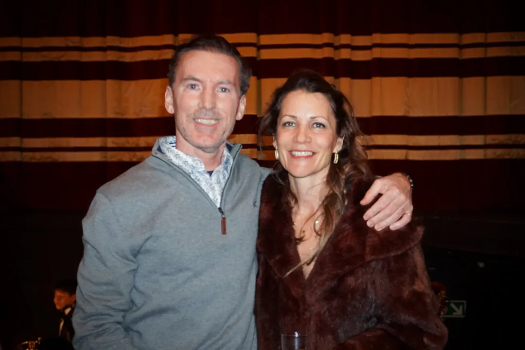 Henry Martin and Helena Tibocha attended Shen Yun Performing Arts at the Liverpool Empire Theatre in England on Feb. 10, 2024. (Mary Mann/The Epoch Times)