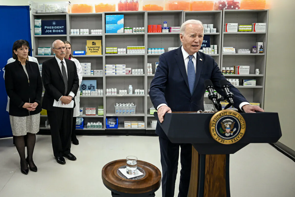 U.S. President Joe Biden speaks about lowering prescription drug costs at the National Institutes of Health in Bethesda, Md., on Dec. 14, 2023. (Brendan Smialowski/AFP via Getty Images)