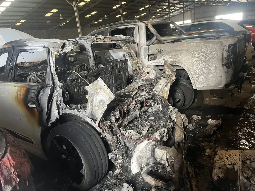 This photo shows the aftermath of the fire at a warehouse in Sydney, Australia, on Feb. 14, 2024. (Courtesy of Fire and Rescue NSW)