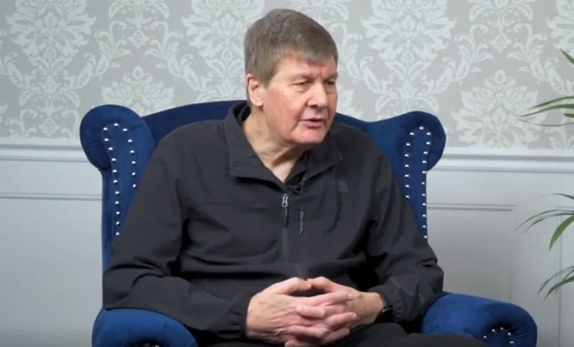 Undated image of Chris Hobbs, a retired police officer, being interviewed on NTD's "British Thought Leaders" in London on Feb. 2, 2024. (NTD)