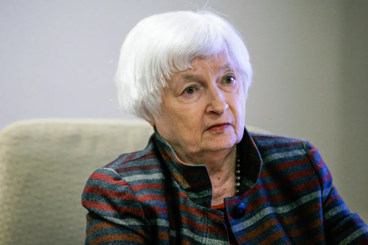 Treasury Secretary Janet Yellen speaks during a demonstration while visiting the Financial Crimes Enforcement Network (FinCEN) in Vienna, Va., on Jan. 8, 2024. (Samuel Corum/Getty Images)
