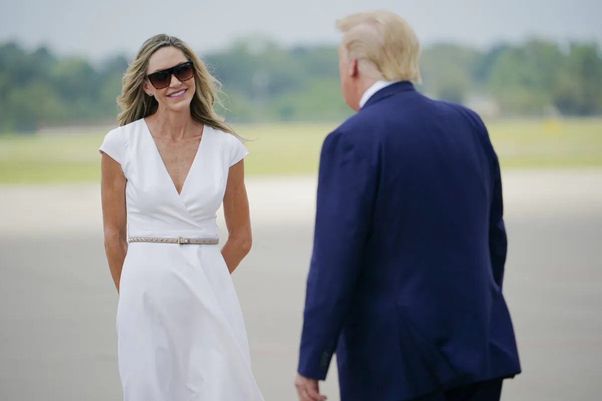 President Donald Trump, with daughter-in-law Lara Trump, arrives at Wilmington International Airport in Wilmington, North Carolina on Sept. 2, 2020. (Mandel Ngan/AFP via Getty Images)