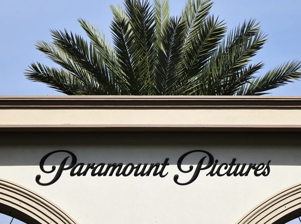 The Paramount Pictures logo is displayed in front of Paramount Studios in Los Angeles on Jan. 31, 2024. (Mario Tama/Getty Images)