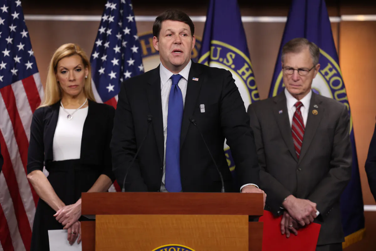 Rep. Jodey Arrington (R-Texas) speaks at a press conference on border security at the U.S. Capitol in Washington on Feb. 14, 2024. (Kevin Dietsch/Getty Images)