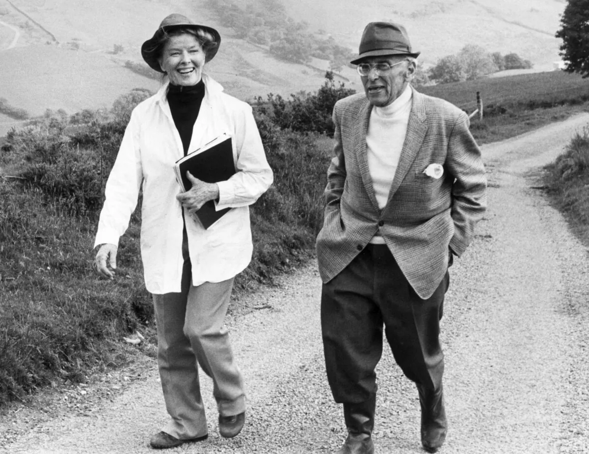 Katharine Hepburn and director George Cukor take a walk during filming of 'The Corn is Green', the 10th and last film Hepburn and Cukor collaborated on. (Hulton Archive/Getty Images)
