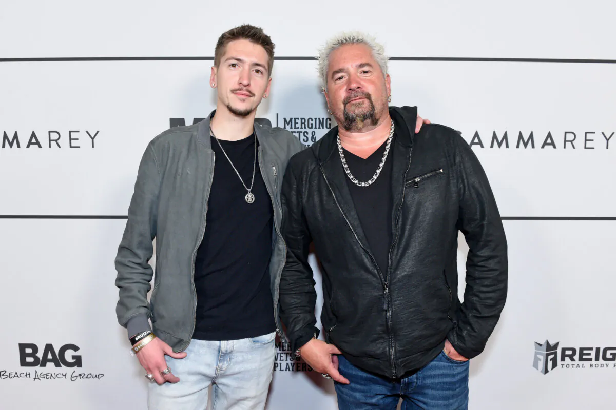 Hunter Fieri and Guy Fieri attend Big Game Kick-Off Event at Academy LA in Los Angeles, Calif., on Feb. 9, 2022. (Vivien Killilea/Getty Images)