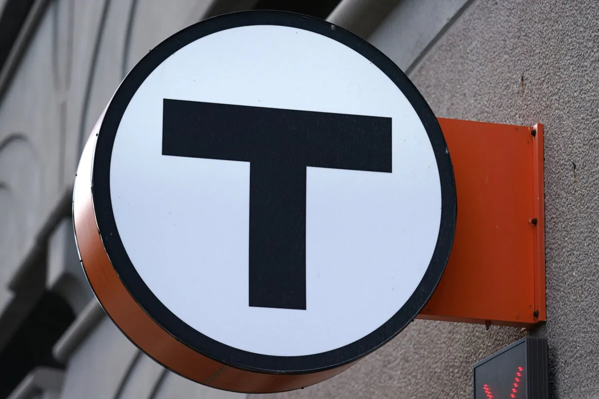 The "T" logo marks the passenger parking garage adjacent to the Orange Line's Wellington Station in Medford, Mass., on July 13, 2022. (Charles Krupa/AP Photo)