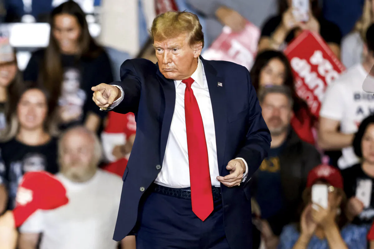 Former president and 2024 presidential hopeful Donald Trump attends a "Get Out the Vote" Rally in Conway, S.C., on Feb. 10, 2024. (Julia Nikhinson/AFP via Getty Images)