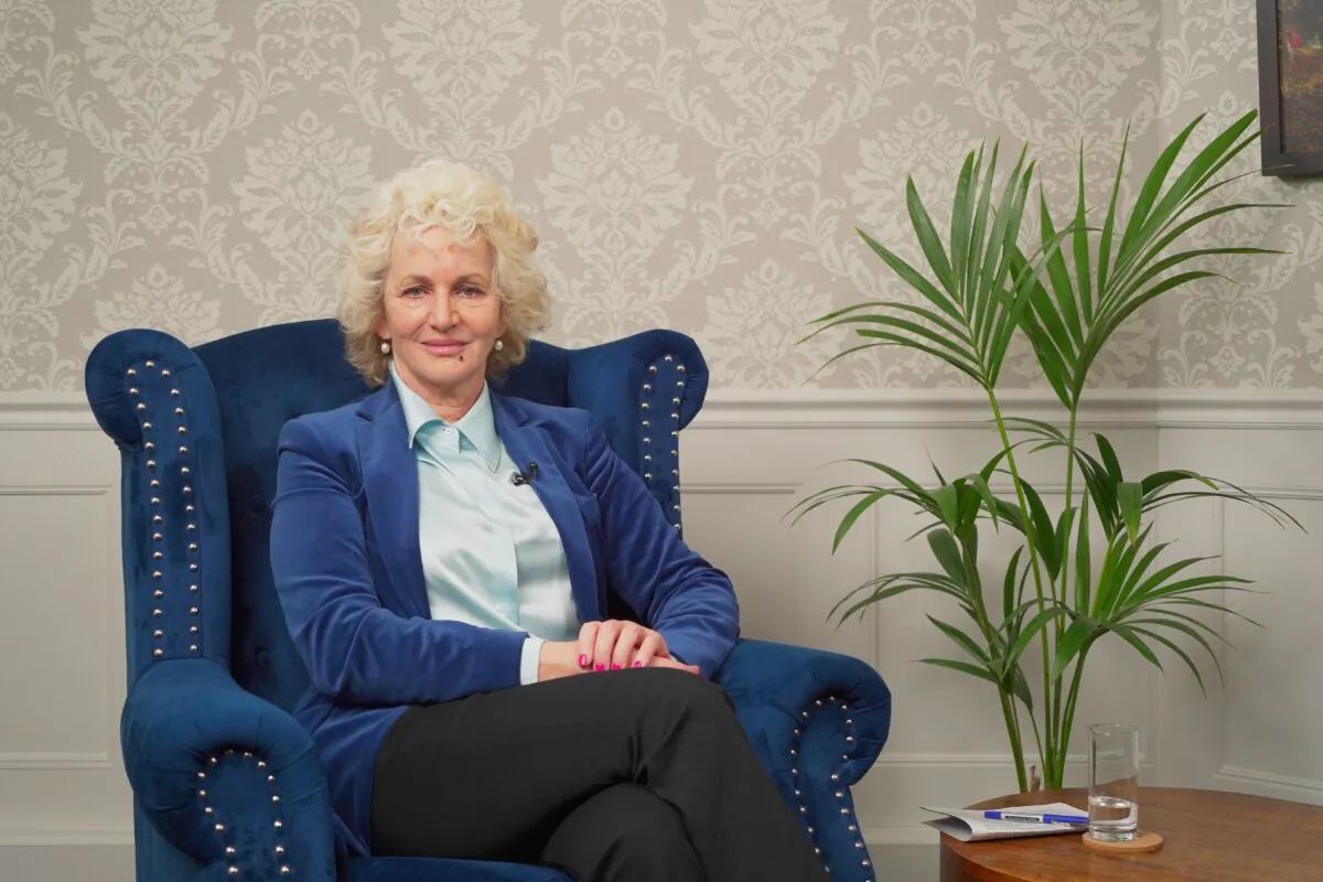 Harriet Sergeant at an interview with NTD's "British Thought Leaders" programme. (NTD)