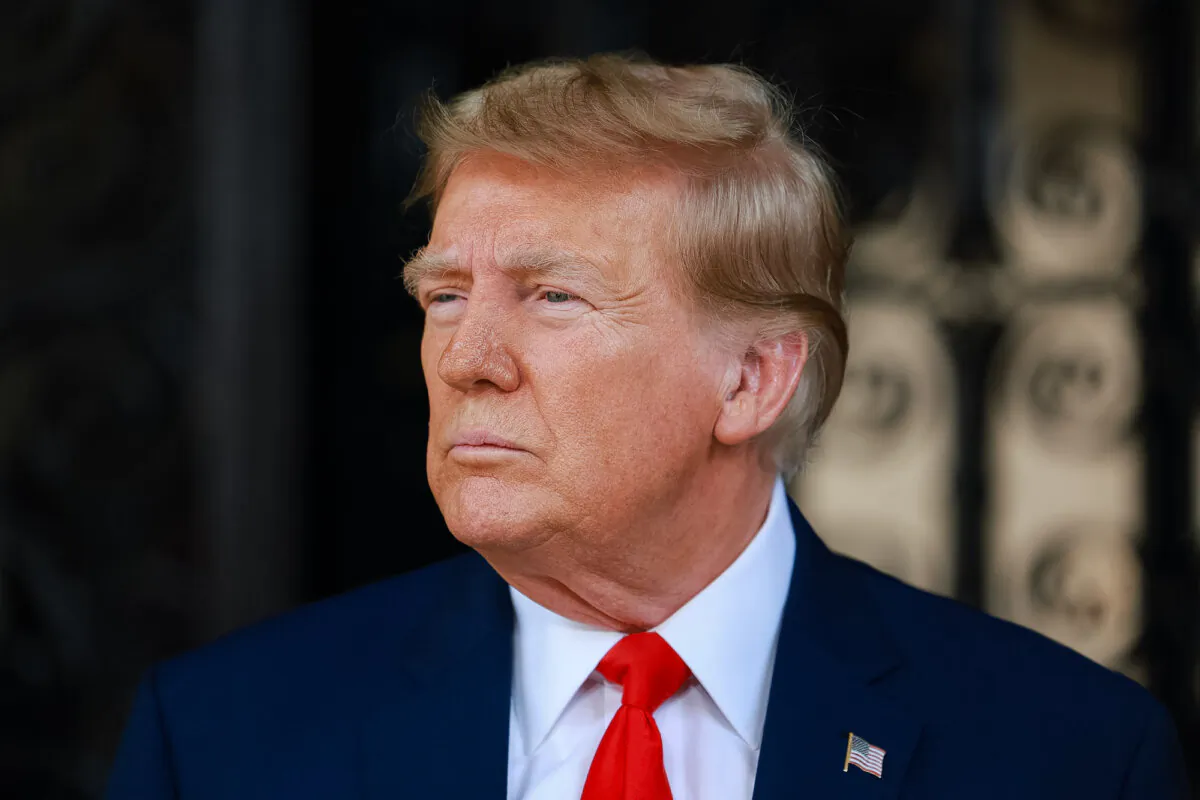 Former U.S. President Donald Trump speaks during a press conference held at Mar-a-Lago in Palm Beach, Fla., on Feb. 8, 2024. (Joe Raedle/Getty Images)