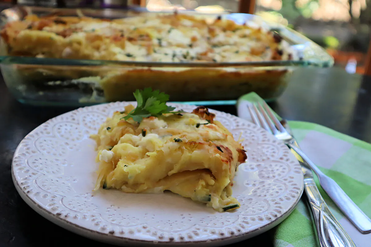 This easy, lasagna-like recipe deconstructs one of Pittsburgh's favorite Lenten side dishes -- pieorgies. (Gretchen McKay/Pittsburgh Post-Gazette/TNS)