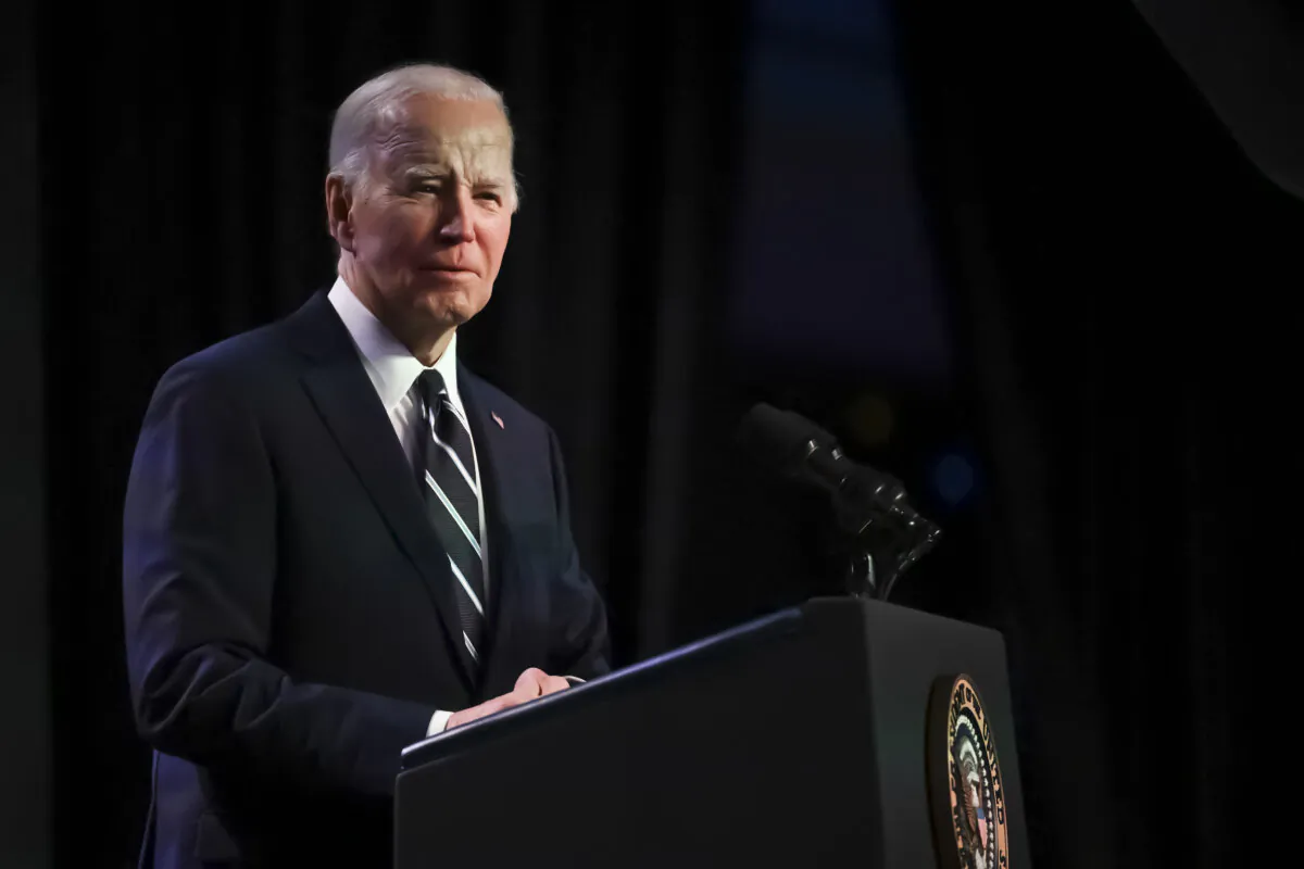 President Joe Biden speaks during the National Association of Counties Legislative Conference at the Washington Hilton in Washington on Feb. 12, 2024. (Jim Watson/AFP via Getty Images)