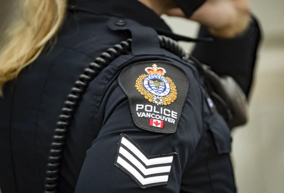 A Vancouver Police Department patch is seen on an officer's uniform in Vancouver, B.C., on Jan. 9, 2021. (The Canadian Press/Darryl Dyck)