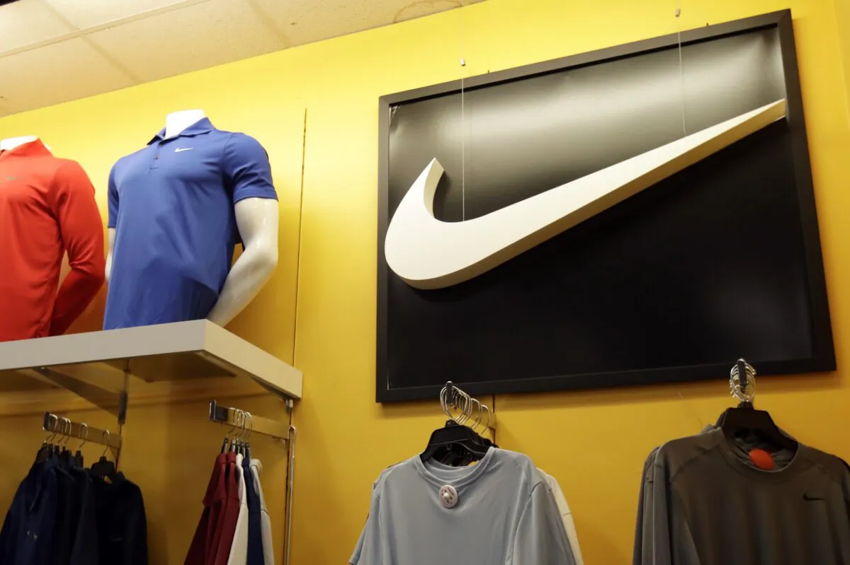 Nike clothes are displayed at a store in Colma, Calif., on Nov. 29, 2019. (Jeff Chiu/AP Photo)