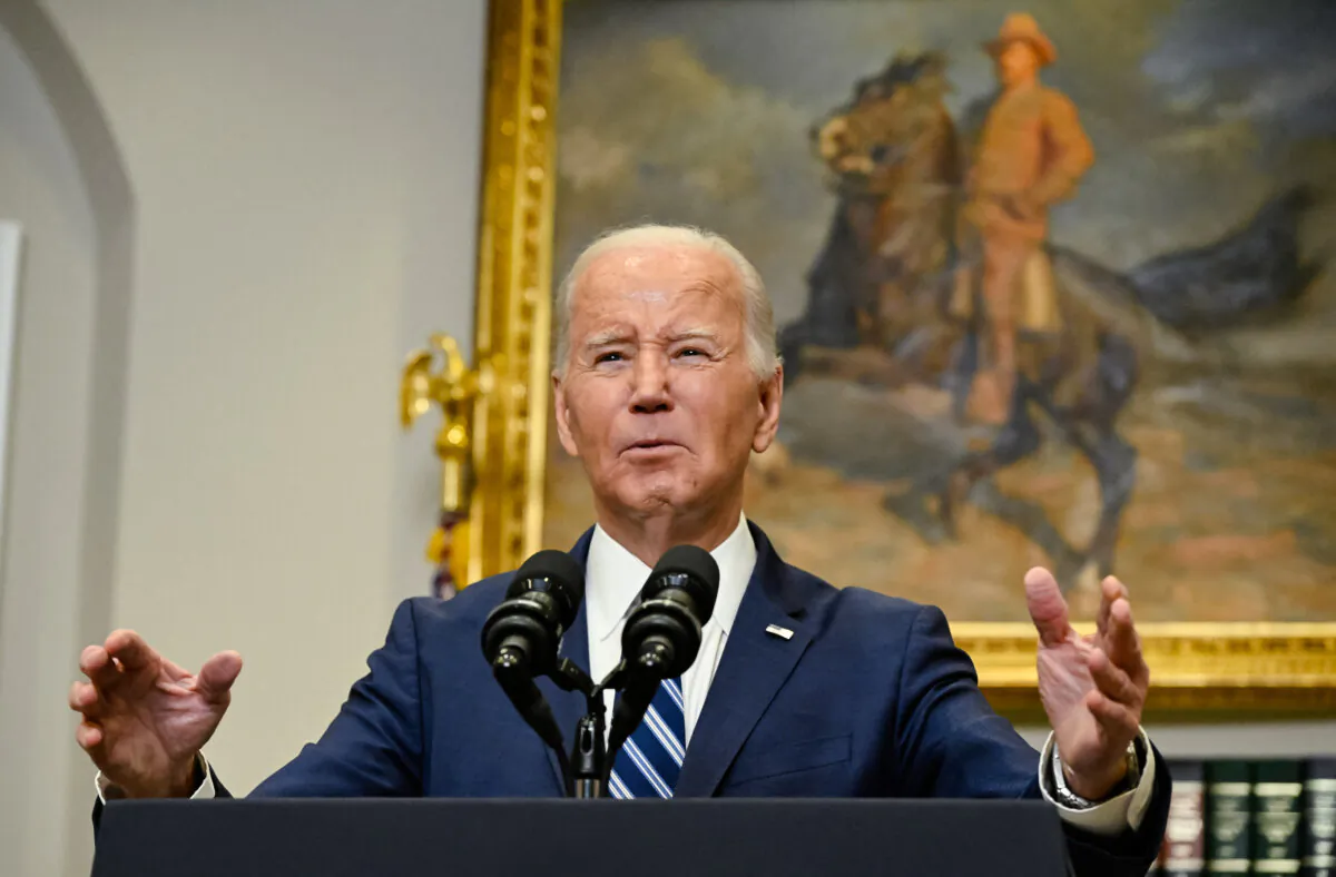 President Joe Biden speaks about the death of Russian opposition leader Alexei Navalny, in the Roosevelt Room of the White House in Washington, DC, on February 16, 2024. (Andrew Caballero-Reynolds / AFP)