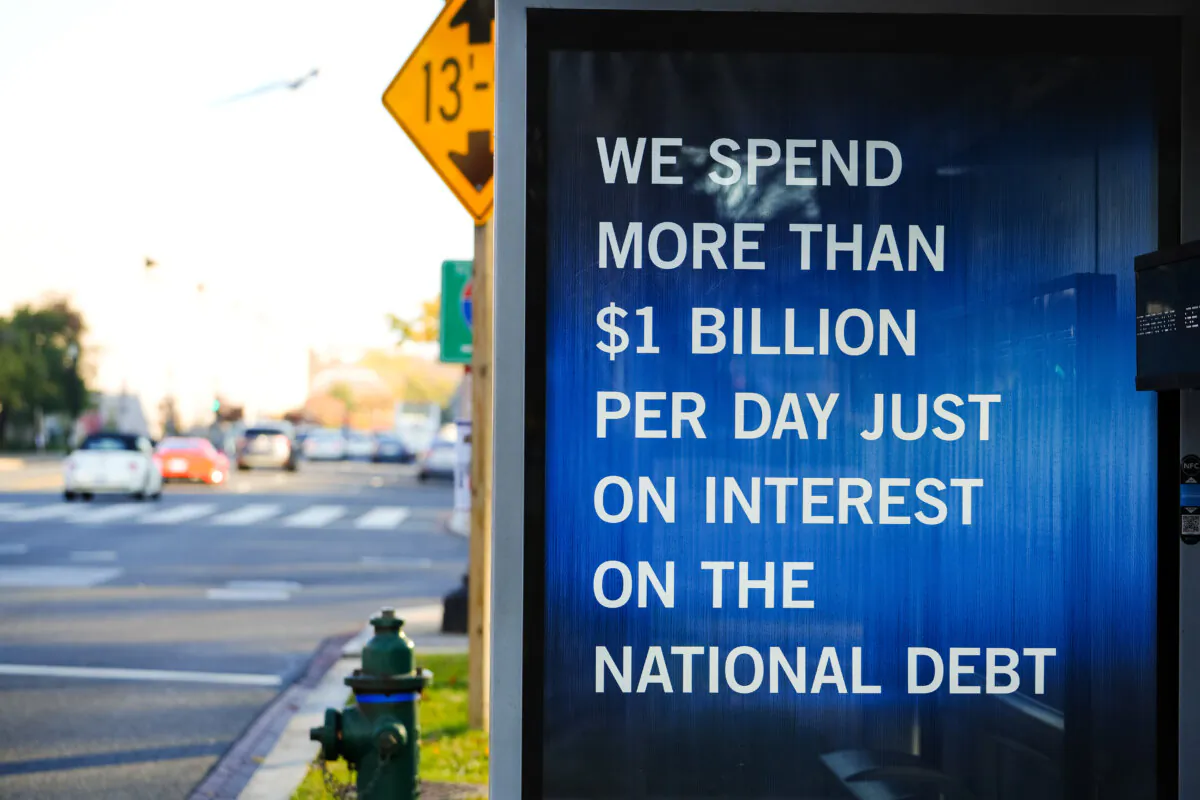 The National Debt Clock in Washington on Nov. 13, 2023. (Madalina Vasiliu/The Epoch Times)