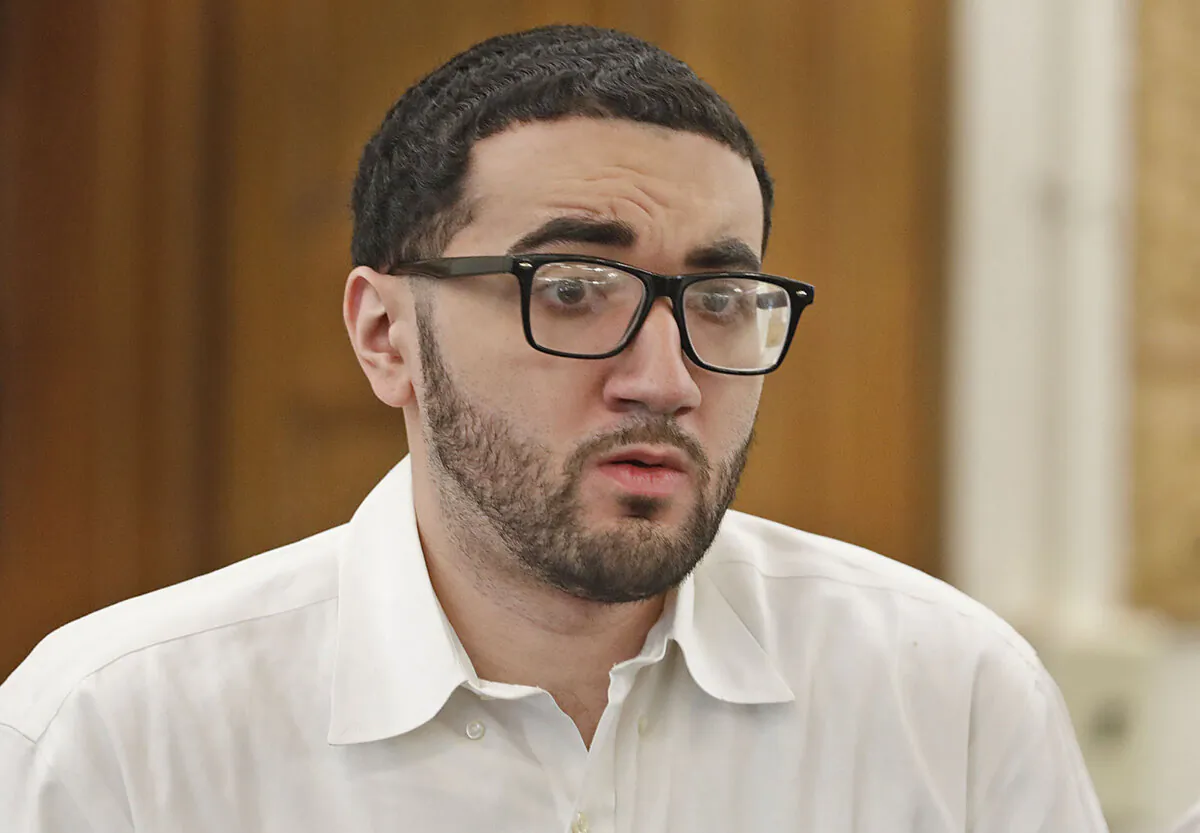 Emanuel Lopes attends the first day of his trial at Norfolk Superior Court, in Dedham, Mass., on June 8, 2023. (Greg Derr/Pool/The Patriot Ledger via AP)