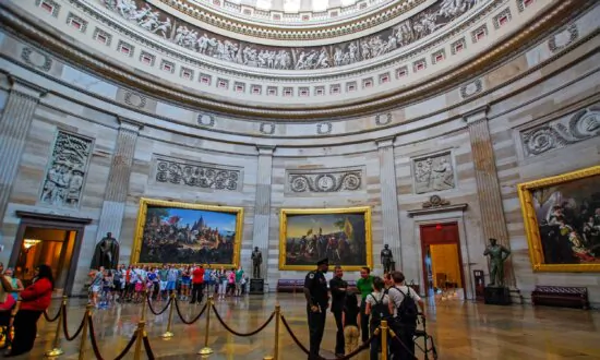 Focus on a Frieze at the Capitol Rotunda