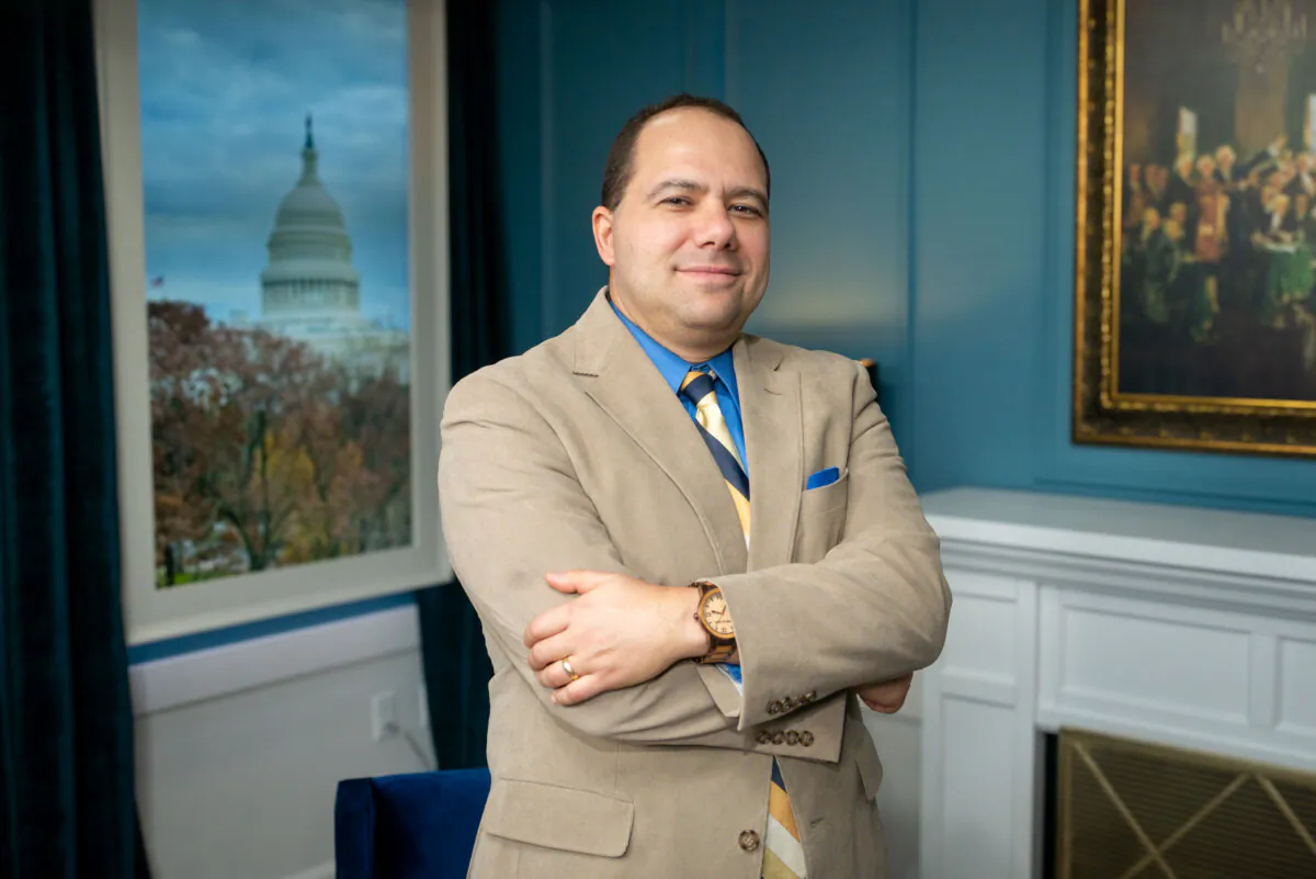 Ilya Shapiro, senior fellow and director of constitutional studies at the Manhattan Institute, in Washington on Dec. 15, 2023. (Jack Hsu/The Epoch Times)
