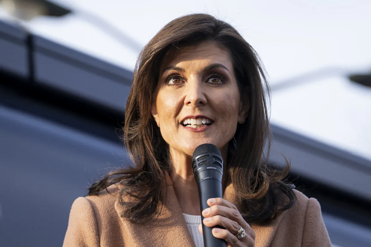 Republican presidential candidate and former U.N. Ambassador Nikki Haley speaks during a campaign event in Camden, S.C., on Feb. 18, 2024. (Madalina Vasiliu/The Epoch Times)