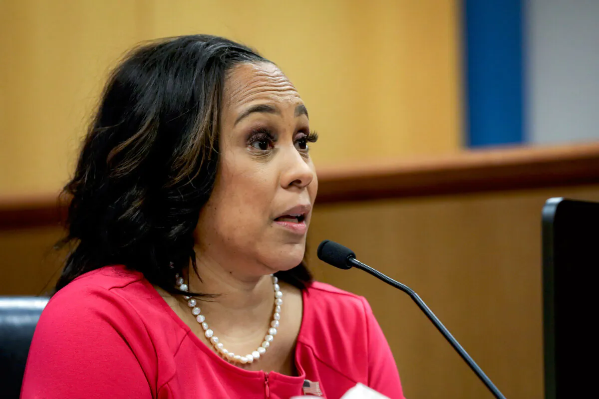 Fulton County District Attorney Fani Willis testifies during a hearing in the case of the State of Georgia v. Donald John Trump at the Fulton County Courthouse in Atlanta on Feb. 15, 2024. (Alyssa Pointer/Pool via Getty Images)
